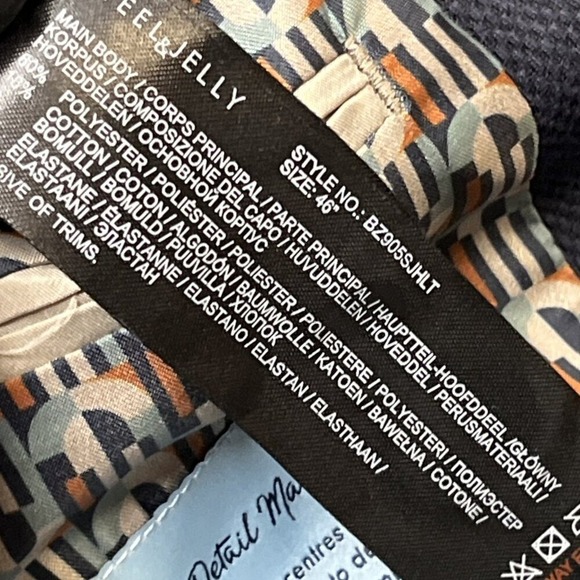 Steel & Jelly Blazer Mens 46 Navy Blue Textured Jacket Structured Office Career - Picture 12 of 14